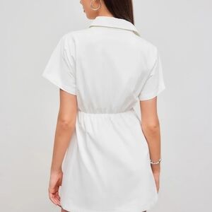 White Short Sleeve Shirt Dress